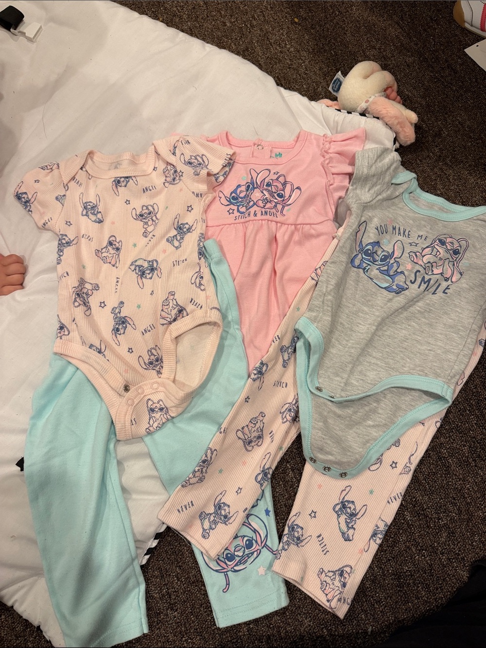 Disney Lilo & Stitch Pink, Gray and Light Blue 3-Piece Pajama Set